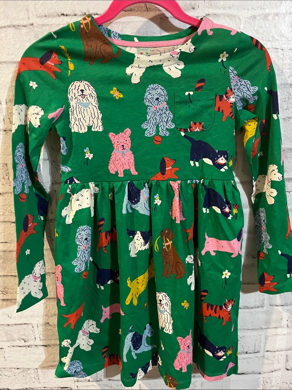 NWT mini Boden dog print long sleeve dress